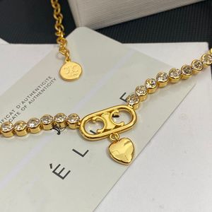 Fashion Gold Plated Brass Copper Necklace Fashion Women Designer Necklaces Choker C-letter Pendant Chain Crystal Statement Wedding Jewelry