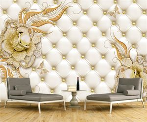 Customize any size 3d mural wallpaper European crystal flower photo wall painting living room hotel luxury decoration wall