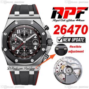 APF 42 mm Dark Knight 2647 A3126 Automatik-Chronograph Herrenuhr Schwarze Keramiklünette Strukturiertes Zifferblatt Roter Gummi Super Edition Puretime Strap Exklusive Technologie A1