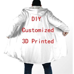 VIP Link Drop Tops DIY 3D 인쇄 패션 겨울 남성 여성 후드 망토는 양털 윈드 브레이커 유니에 렉스 캐주얼 따뜻한 오버 코트 220714