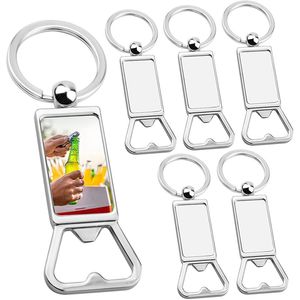 Sublimation Blank Beer Bottle Opener Key Chain Metal Heat Transfer Corkscrew Household Kitchen Tool Keychains Aluminum Blanks Key Ring