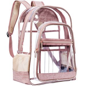 Zaino trasparente impermeabile Borsa da scuola in PVC resistente Zaino trasparente con cinturino rinforzato per il posto di lavoro universitario