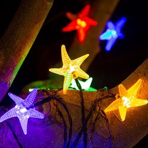 Strings Solar Power LED Twinkle Garden Fairy Garland Starfish Light String Outdoor Waterproof Christmas Party Wedding Holiday DecorationLED