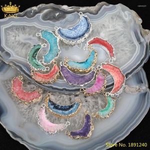 Anhänger Halsketten 5 stücke Natürliche Drusy Geode Achate Halbmond Sonne Blume Perlen Charms Für Frauen Sommer Boho Armband Halskette schmuck