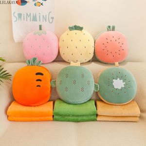 Kartun Bentuuk Buah Bantal Mainan Mewah Kreatif 3 w 1 Stroberi Wortel Nanas Kaktus AC SELMUT TANGAT 220613