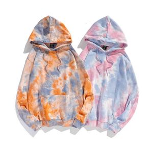 2022 Höst- och vintern Ny par tröja Chic Tie färgad hoodie Loose Terry Coat