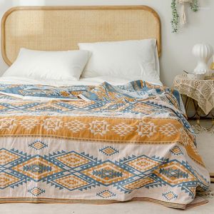 Bedding Define gaze de algodão puro de quatro camadas de toalha dupla de toalha dupla suave, cobertor de verão, fria 100% dormindo