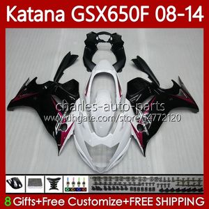 Fairings för Suzuki Katana White Black GSX-650F GSXF650 GSXF-650 GSX650F 2008 2009 2010 2011 2012 2013 2014 karosseri 120no.47 GSX 650F GSXF 650 08 09 10 11 12 13 14 Kropp