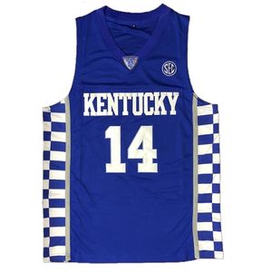 Nikivip Kentucky Wildcats 14 Tyler Herro Men Koszulki do koszykówki uniwersyteckiej koszulki z szykiem niebieskim vintage