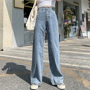 Kvinnor med hög midja jeans Leisure Wide Leg Pants Fashion Vintage Straight Denim Pants Autumn 2020 Kvinnlig LJ201029