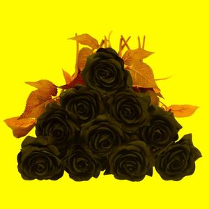 Dekoratif Çiçek Çelenkler 10 PCS/SET PU Gerçek Touch Yapay Siyah Gül Muhteşem Lateks Çiçek Düğün Düğün Sahte Dekor Ev Partisi Anı