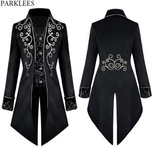 رجال steampunk الأسود المخملي المخملية سترة القوطية الفيكتوري Medior Cosplay زي القراصنة Viking Renaissance Tuxedo Coats 3XL 220815