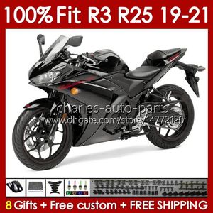 Corpo stampo ad iniezione per YAMAHA YZFR3 YZFR25 YZF R 3 25 R3 R25 19 20 21 Carrozzeria 141No.68 100% Fit YZF-R3 YZF-R25 2019 2020 2021 Telaio 2019-2021 Kit carenatura OEM nero opaco