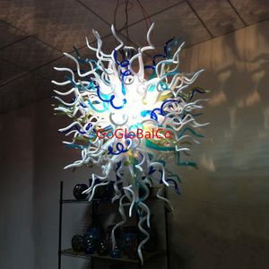 Hand Blown Glass Chandelier for Home Decoration LED Pendant Lamps Blue White Green Color 24 by 40 Inches