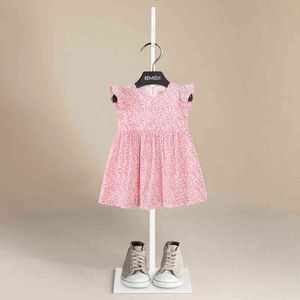 Menina Princesa Cotton Dress Floral Flight Sleeves Infant Toddler Girl Flower Flor Vintage Cool Pastoralism Roupos de bebê 1-7Y G220506