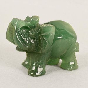 Dekorativa föremål figurer hand snidade naturlig grön aventurin jade sten craving elefant staty dekor hem dekoration dekorativ