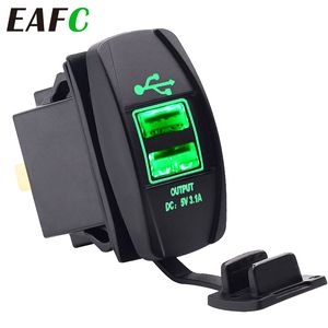 3.1A 12-24V LED Universal Car Charger Waterproof Dual USB Port Charger Socket Outlet for Motorcycle Car Auto Accessories Camping