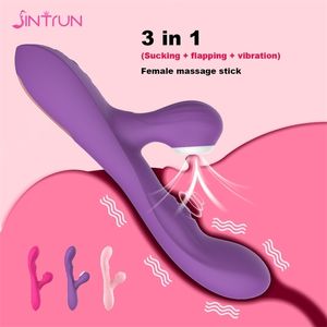 Powerful G Spot Vibrators for Women Flap Clitoris Stimulator Massager Rabbit Vibrator sucker sex toy 220325