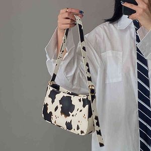 Xiuya Cow Print Underarm Shoulder Bag Female Korea New All match Crossbody Messenger Bag French Niche Handbags Womens Pouch G220506