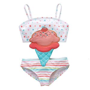 ew cute ice cream Kids Swimwear One-piece Girls Swimsuit Kids Swim Suits Girls Bikini Kids Bathing Suits Child Sets Beachwear A4369