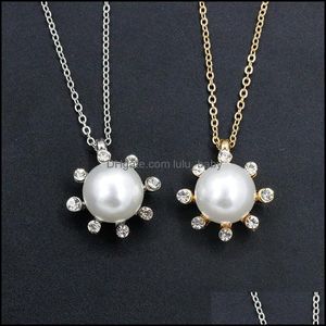 Collane con ciondolo Fiore di sole Collana di perle Gioielli Diamante d'imitazione all'ingrosso Little Ne Baby Dhqau