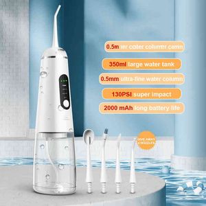 350ML Oral Irrigator Dental Water Flosser 4 Modes IPX7 Rechargeable Floss jet Portable Teeth whitening Cleaner 220513