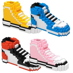 construction model kits Wholesale mini building blocks shoes 18076 famous brand sport basketball shoes assemable bricks offwhite shoe toys collection for gifts