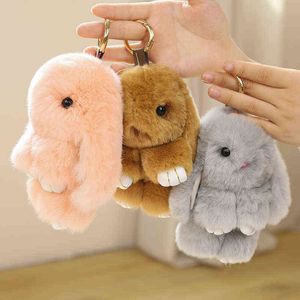 CM Furry Cartoon Rabbit Plush Toys Stuffed Bunny Pendant Kawaii Keychain Women Påsar Dekor Bilnycklar Tillbehör Söta gåvor J220704