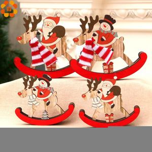 1PC Papai Noel com veado 2 Tamanhos de Natal Trojan Pingente de madeira Pingenters Ornamentos de árvores de Natal Decoração de festa Y201020