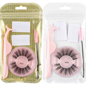 Faux 3D Mink Eyelashes With Glue Strip Adhesive Tape Cross Long Thick False Eyelash Cruelty Free Soft Natural Lash Extension Makeup