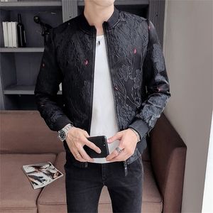 Spring Bomber Flower Men Jacket Jaqueta Masculina Vintage Bomber Jacket Green Black Men Chaqueta Casual Hombre Outfit Men 201128