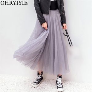 Ohryiyie осень зимняя винтажная юбка из тюля женщин эластичная сетчатая сетка