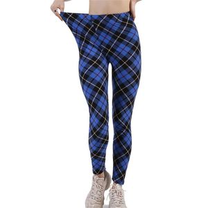 Damskie Legginsy Ljcuiyao Yoga Spodnie Push Up Damskie Sport Fitness Wysoka Talia Tight Gym Workout Czarny Navy Plaid Kokry