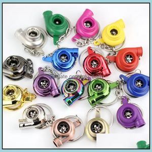 Keychains Fashion Accessories Turbo Keychain Spinning Turbine Turbocharger Key Chain Ring Keyring Keyfob Keyrings 13 Color Mixed Drop Delive