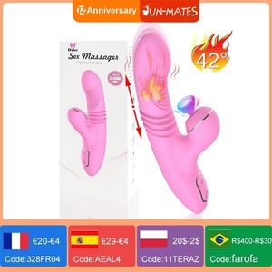 Clitoral Sucker Vagina Vibrator Heating Thrusting Sucking Vibrating Dildo Nipple Sex Toy for Adults 18 Women Masturbator Product 220329