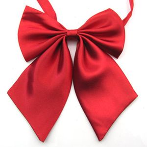 Women Cravat Ladies Solid Color Bow Tie Red Black Silk Ties Female Girl Student Hotel Clerk Waitress Neck Wear