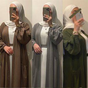 Ramazan Eid Şifon Abaya Kimono Dubai Türkiye Kaftan Müslüman Cardigan Abayas Kadınlar İçin Elbiseler Günlük Çöp Kaftan İslam Giyim