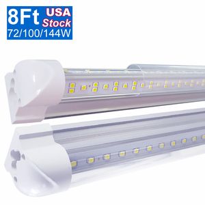 144 W V Şekilli Çift Yan 4 Satırlar 8ft LED Tüpler T8 4ft 5ft 6ft Entegre LED Tüp Işık Soğutucu Kapı Dükkanı Aydınlatma AC110V AC120V AC277V Çalışma Ampul Lamba Oemled