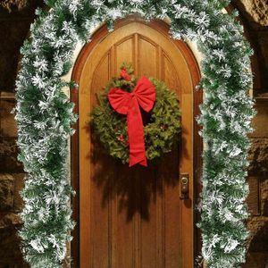 6 stóp 1,8m świąteczny girland biały spadek śniegu rattan kominek drzwi sztuczne rośliny wieniec domowe dekoracje ślubne L220812