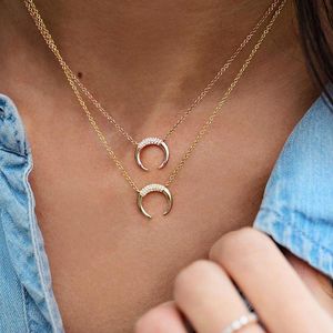Kedjor julklapp 925 Sterling Silver Rose Gold Color Crescent Moon Dainty Cross Thin Chain Women Necklacein