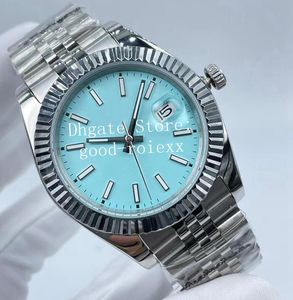 41 mm zegarki Mężczyźni Watch męskie automatyczne 2813 U1F Turkusowe niebieskie srebrne rhodium szary wimbledon jubileuszowa bransoletka 126334
