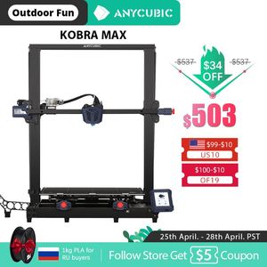 Printers ANYCUBIC 3D Printer KOBRA MAX Huge Print Size FDM Double Z-axis Smart Auto-leveling Printing With 400*400*450mm