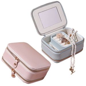 Smyckesbox PU läder Portable Travel smycken förvaringsfodral Dubbelskiktsarrangör för ringar örhängen armband halsband accesorier