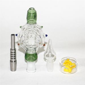 Mini Glass Pipes Nectar Bong Hookah med 10mm 14mm 18mm Titanium Quartz Tip Oil Rig Koncentrat Dab Straw Pipe Glass Bongs