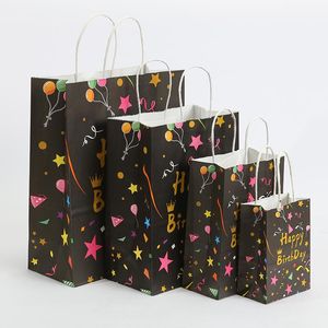 Gift Wrap Colors Happy Birthday Bag Fashion Small Craft Tote Cartoon Star Kids 'Surprise Gifts Väskor med handhandgift