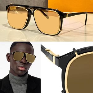 Oryginalne 1.1 Satelitarne okulary przeciwsłoneczne Czarne soczewki w kolorze złotym Goldgold Square podwójny most zacieniony 1085 obiektywnie męskie kwiaty Vintage Signature Sunglasses Nowe z pudełkiem