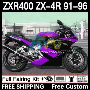 Bodywork dla Kawasaki Ninja ZXR 400 CC ZX4R ZXR400 ZX-4R 91 92 93 94 95 96 12DH.175 Body ZX 4R ZXR-400 1991 1992 1993 1994 1995 1996 400CC 91-96 OEM Fairing Kit Blk Purple Purple