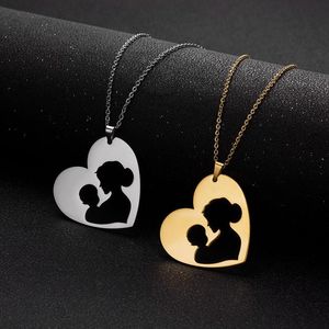 Pendant Necklaces Heart Mom Baby Wife Necklace For Women Personality Mother&#39;s Day Jewelry Gift Child Boy Stainless Steel ChokerPenda