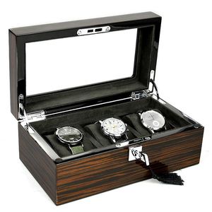 Uhrenboxen, hochwertiges Holz, Klavierlack, 3 Gitter, 5 Gitter, Schmuckschatulle, Luxus-Aufbewahrungsdisplay mit Schloss-Kollektion, Caja Para RelojesWa