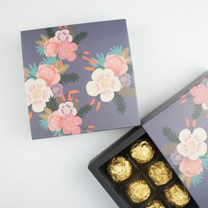 Gift Wrap 13.1 3.5cm Deep Spring Flower Theme 10 Set Chocolate Paper Box Valentine's Day Candy Storage Boxes DIY Handmade Multi-useGift